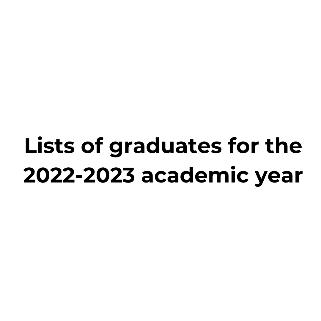 Lists of graduates for the 2022-2023 academic year