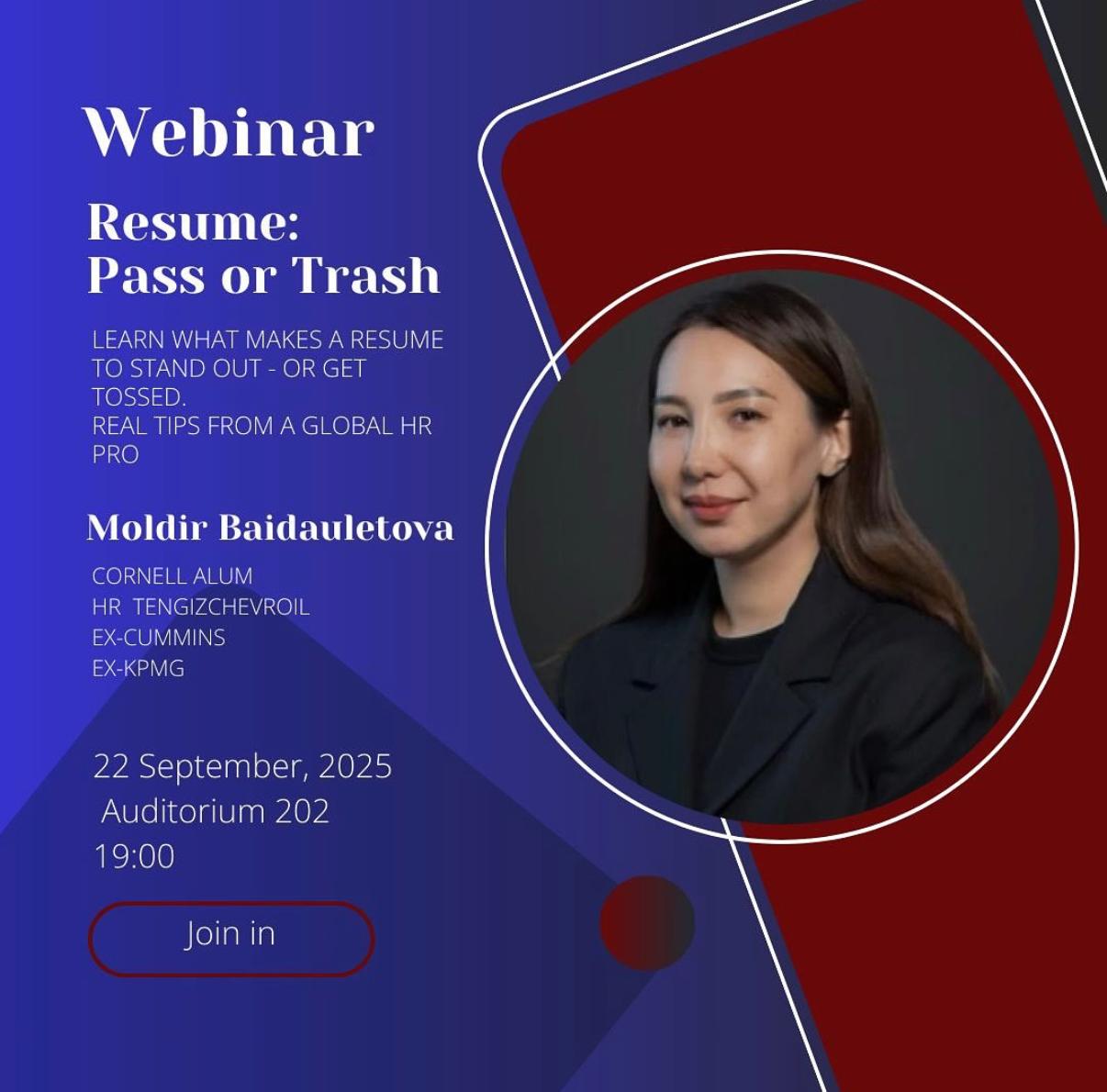 Resume: Pass or Trash? Гостевая лекция о подготовке резюме