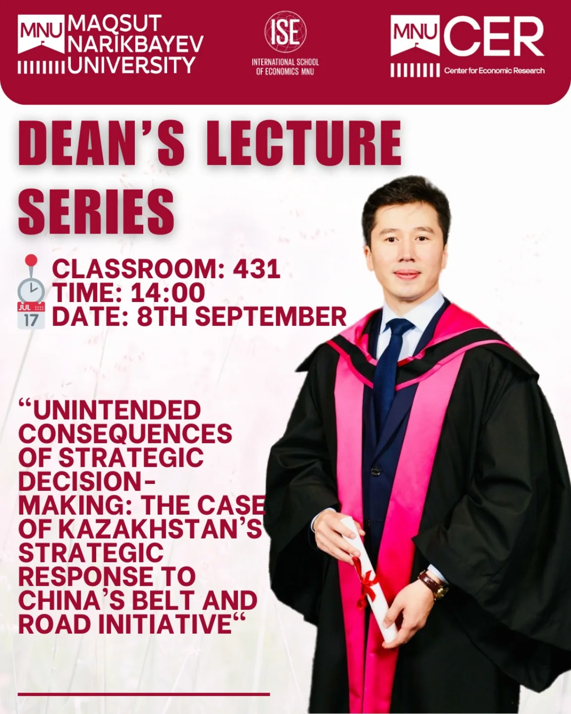 Join us this Monday at 14:00 for the next session in the Dean’s Series of Lectures by Bakyt Tolegenov