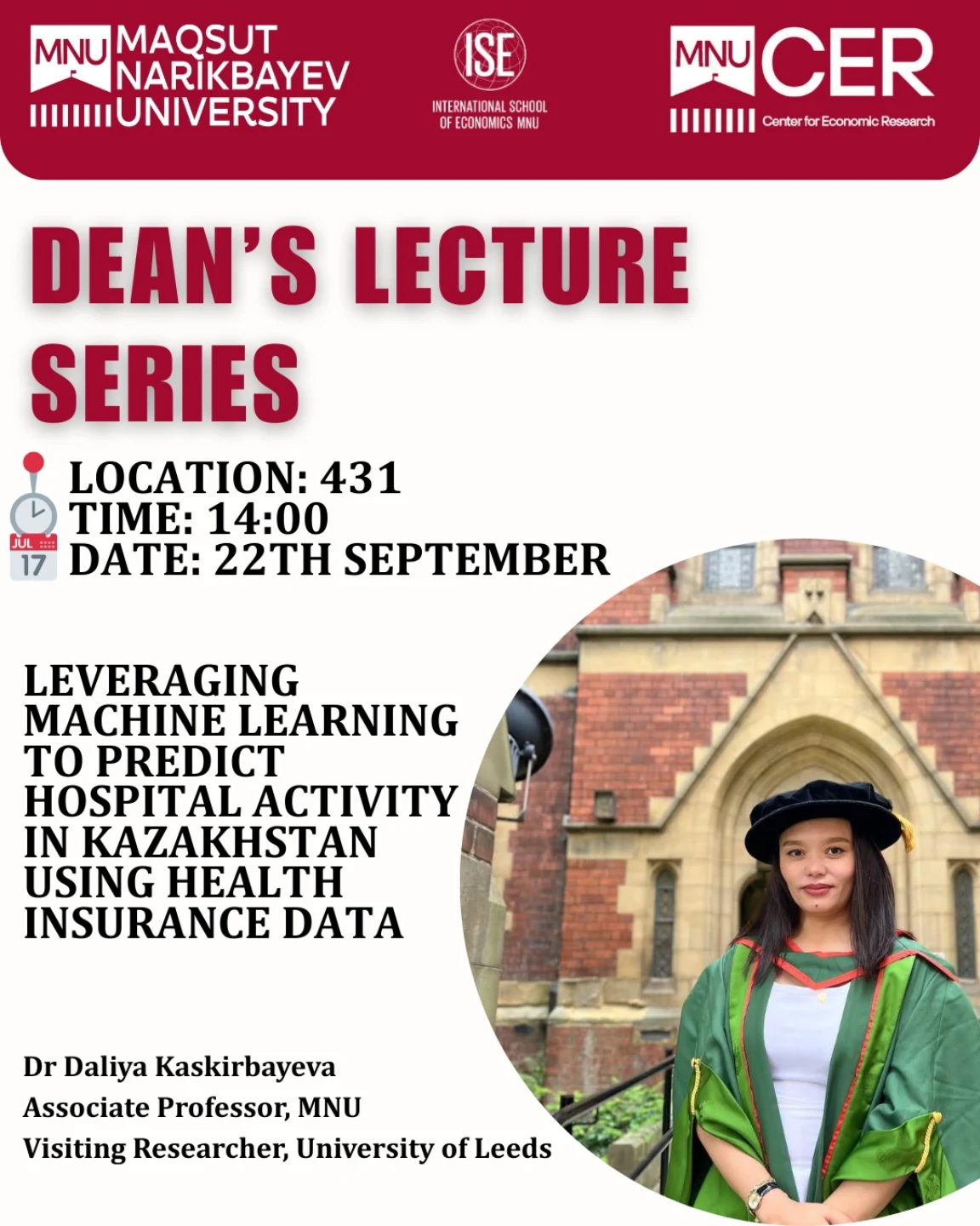 Join us for the next Dean’s Lecture Series session with Dr. Daliya Kaskirbayeva