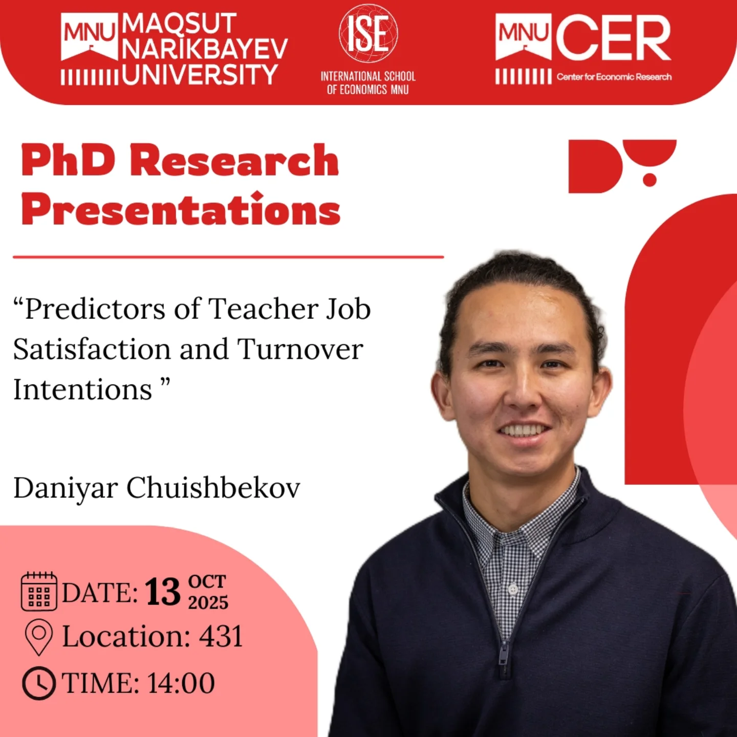 You are warmly invited to attend a research presentation by our PhD candidate Daniyar Chuishbekov